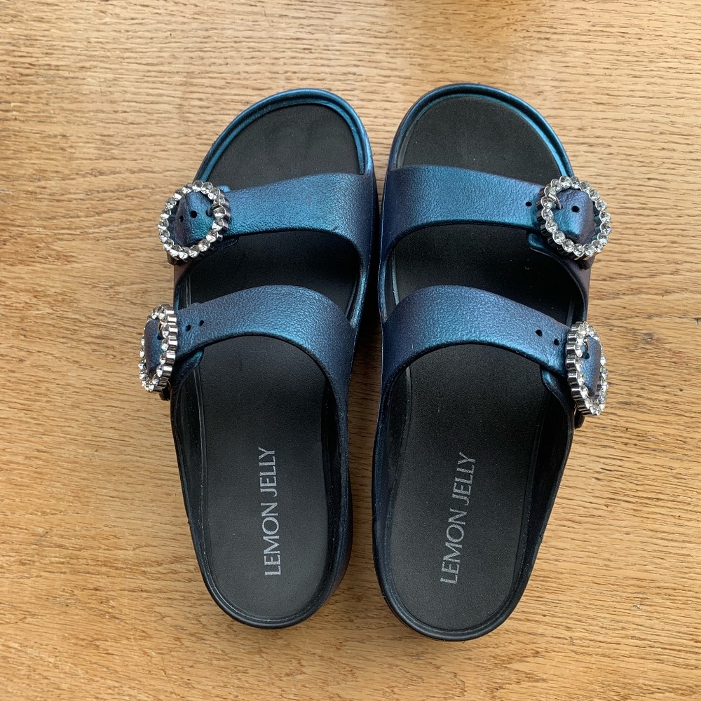 Lemon Jelly Sandals with Bling Buckle